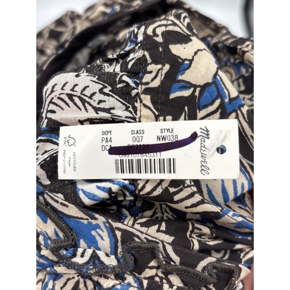 Madewell Floral Split Neck Mini Dress Dark Carob Brown Blue Small NW038 - Picture 10 of 12